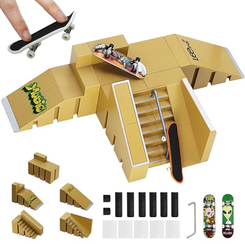 ideallife Finger Skateboard und Rampe Zubehör Set, Skate Park Kit Rampenteile für Kinder Fingerboard Mini Finger Skateboard Griffbretter Ultimative Parks