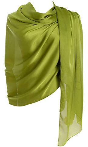 CYZLANN Damen-Schals, 100% Seide, lange, leichte Schals für Damen, Grasgrün