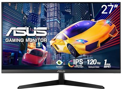 ASUS Eye Care VY279HGR - 27 Zoll Full HD Monitor - 120 Hz, 1ms MPRT, AdaptiveSync, GameFast Input - IPS Panel, Vesa 100x100, 16:9, 1920x1080, HDMI, D-Sub
