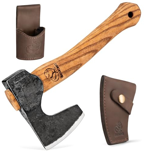 BeaverCraft Campingaxt AX6 - Handgeschmiedetes Beil Mit Holzstiel für Outdoor, Garten, Camp - Holz Spalten Werkzeug für Wald, Bushcraft, Survival