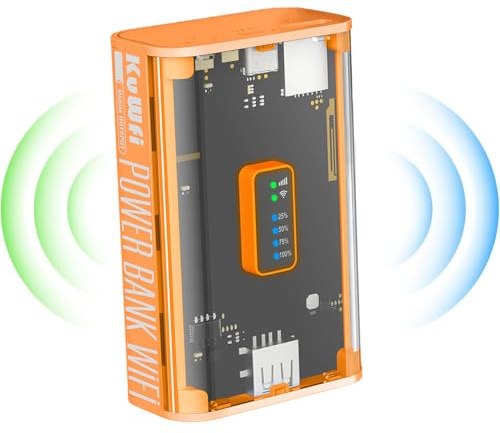 KuWFi Mobiler 4G LTE WLAN Router (4G/LTE bis zu 150Mbit/s Download/ 50Mbit/s Upload,Tragbarer Hotspot, 5200mAh Akku, kompatibel mit Allen europäischen SIM Karten),Plug & Play, für Reisen & Haushalt