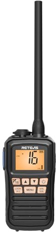 Retevis RM01P Marine Radio, Seefunkgerät nach IP67, Schwimmende Vibration, 88 Kanäle, 1750 mAh, Typ C, RM01 Verbesserte Version für Fischerboote und Transportschiffe (Schwarz, 1 Stück)