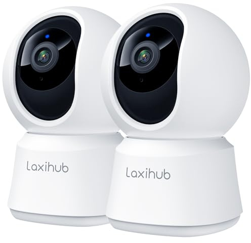 LAXIHUB Hundekamera mit App 2K/3MP HD Kamera Überwachung Innen 2,4 GHz, Hundekamera Nachtsicht Innenkamera WLAN 2-Wege-Audio Haustierkamera Bewegungs- & Geräuscherkennung, 2PC