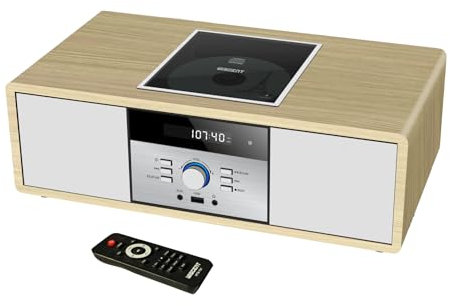 Kompaktanlagen Nostalgische Bluetooth-Stereoanlage, WISCENT Vintage Micro HiFi Systems CD-Player, mit Bluetooth Audio Streaming, FM Radio, USB-Anschluss, Aux-in