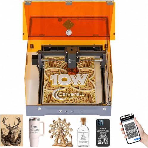 Carverall K15 Pro 10W Laser Graviermaschine & Cutter Wi-Fi App-Steuerung Klasse 1 A4 300x200mm 0,01mm Lasergravur-Maschine für Holz Acryl Metall Leder DIY Kleingewerbe