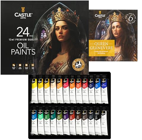 Castle Art Supplies Ölfarben-Set, verbesserte Formel, tolles Set für erwachsene Künstler, Anfänger und Fortgeschrittene, lebendige Vielfalt an glatten Ölfarben, 24 Stück (Mehrfarbig) (NEU)