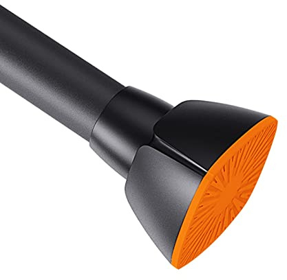 LOLYPOT Gardinenstange Ohne Bohren, Verstellbare Duschvorhangstange, Klemmstange, Vorhangstange, Feder Spannstange, Kleiderstange, 114-184cm, Schwarz-orange