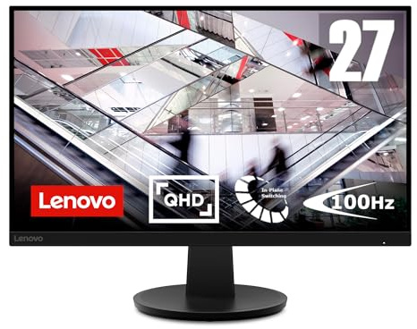Lenovo N27q | 27 QHD Monitor | 2560x1440 | 100Hz | 300 nits | 4ms Reaktionszeit | HDMI | DisplayPort | schwarz