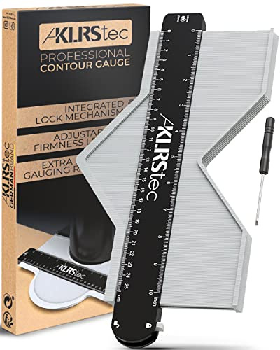 KLRStec® Professional Konturenlehre - Hochwertige Nadelschablone mit Feststeller zum übertragen von Profilen – Contour Gauge mit extra grossem Messbereich (73x258mm)