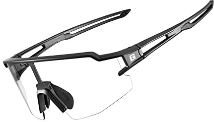 ROCKBROS Fahrradbrille UV 400 Sonnenbrille Photochromatisch Brille Klar Winddicht Sportsbrille für Outdoor Radfahren Angeln Golf Herren