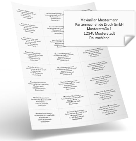 Personalisierte selbstklebende Adressaufkleber XL 70x35mm bis 7 Zeilen, ab 24 bis 240 Stück selbst gestalten, Namens-Etiketten für Schule