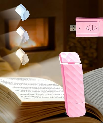 Runesol Rosa Leselampe Buch Klemme, USB-aufladbare Leselicht, 3 augenschonende Modi Buchlampe für das Lesen im Bett, Reading Light mit 80 Stunden Akkulaufzeit