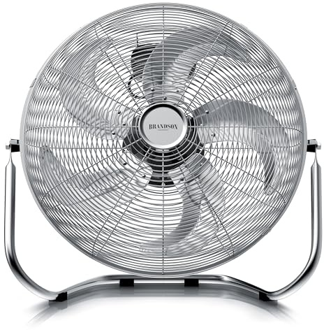 Brandson - Windmaschine Retro Stil 120 Watt - Ventilator in Chrom - Standventilator 45 cm - Bodenventilator - hoher Luftdurchsatz - stufenlos neigbarer Ventilatorkopf - Silber