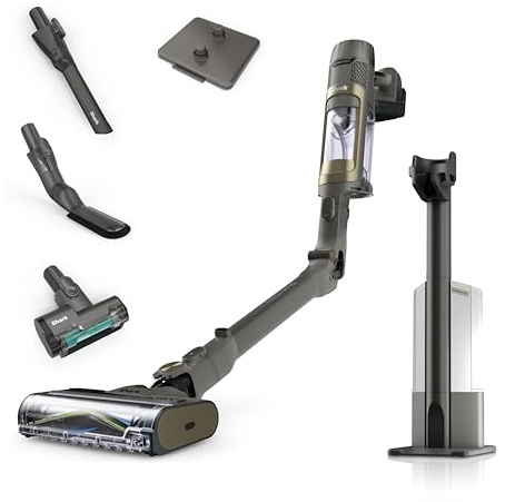 Shark PowerDetect Clean & Empty Akku-Staubsauger mit Absaugstation, bis 70 Min. Laufzeit, kabellos, selbstentleerend, für Tierhaare, Allergiker, Teppich und Hartböden, mit LED-Licht, IP3225EUT