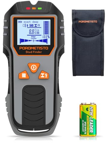 Leitungssucher Ortungsgerät, POROMETISTO DSF01 Wand Scanner, 6-in-1 Multifunktional Stud Finder | Leitungssuchgerät für Holzstuden, Eisenmetalle, Nichteisenmetalle, AC Kabel