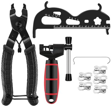 YONGYONGBUY 11-in-1 Fahrrad Kettenwerkzeug Set – Kettennieter, Zange, Verschleißlehre & 5 Paar Kettenschlösser – Für 6–12-Fach MTB, Rennrad, Citybike