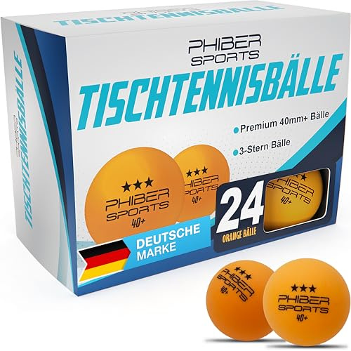 PHIBER-SPORTS 24 Stück Tischtennisbälle 3 Stern 40+ Premium Tischtennisball | Orange - Perfekte Spieleigenschaften - Ideal für Anfänger, Familien und Profis - Nach Wettbewerbsrichtlinien