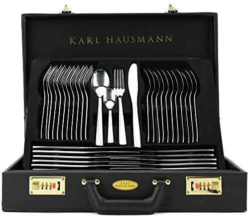 KARL HAUSMANN Besteck Set 12 Personen Edelstahl 72 Teilig im Schwarz Koffer