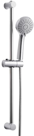 OFFO Duschset, 10cm Duschkopf mit 3 Strahlarten, Wassersparender Duschbrause mit Duschstange 60cm, Schlauch und Duschkopfhalterung, Verstellbare Höhe, Runder, Chrom