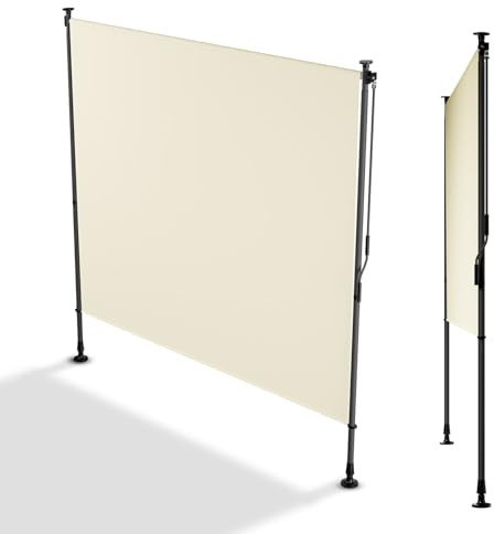 Juskys® Senkrechtmarkise Barbados 200x310 cm - Balkon Sichtschutz wetterfest - Ausziehbare Seitenmarkise ohne Bohren für Garten und Balkon - Beige