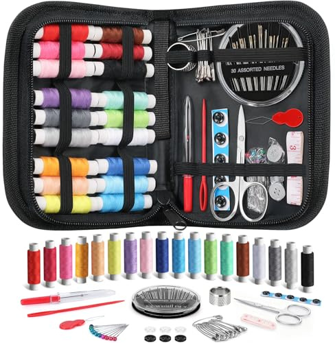 Coquimbo Nähset mit Nähzubehör, Nähzeug Geschenke für Frauen Mama Anfänger Reisende Kinder, Nähset Grundausstattung Sewing Kit für Hause Reise Camping & Notnähen mit Nähgarn Nähnadeln Schere