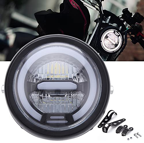 KEEPDSGN 6.8 inch Motorrad Scheinwerfer LED mit weißem Halo und Halterungen Universal-Frontscheinwerferlicht Fernabblendlicht Refit-Scheinwerfer (weißes Licht).
