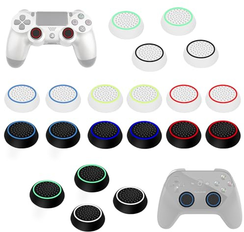 UKOFEW 20 Stück Controller Zubehör,Thumbstick Kappen Grip,Sticks Joystick Schutz Aufsätze,Universelles Gaming Zubehör für Xbox One Series X/S, PS5 Controller (10 Farben)