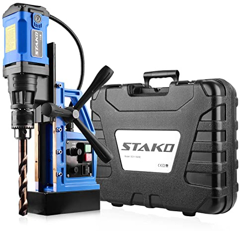STAKO Magnetbohrmaschine SCY-1600E Ø 40 mm, 1480 W, Bohrfutter B16, 10 kg | 0-680 U/min stufenlos, Magnetkraft 11500 N, Spiralbohrer 3-16 mm, Hub 155 mm, Magnetfuß 160 x 80 mm, Softstart, Koffer
