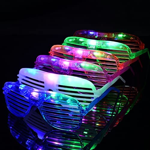 Ainiv LED Leuchtbrille/Shutter Shades Brille, Kabellos Party Brille | Party Sonnenbrille, Leuchten Sie Neon Rave Brille Glow, Flashing LED Sonnenbrille Kostüme für Party Karneval Halloween