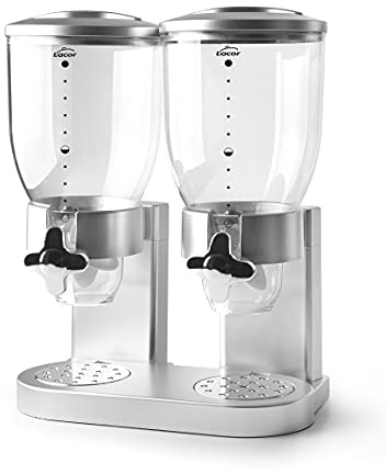 LACOR - 62596 - Spender für Getreide, trockene Früchte, Paste und Süßigkeiten, doppelter Behälter, 2 Liter-Behälter, Drehsystem, BPA-frei, 27 x 16,5 x 35 cm, Grau