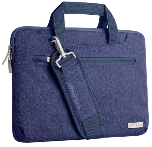 TECHGEAR Tasche für 11-12,3 Laptops - Tragbare Multifunktions Laptop hülle mit verstellbarem Schultergurt, Gepäckriemen und unterdrückbaren Griffen, Tragbarer Organizer Case mit Taschen - Blau