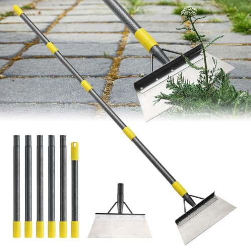 Unkraut Entferner Gerät, Multifunktionale Flache Gartenschaufel, Unkrautschaber mit Stiel Verziehbar 235 cm Gartenreinigungsschaufel, Moosentferner zum Jäten, Kratzen, EIS Entfernen