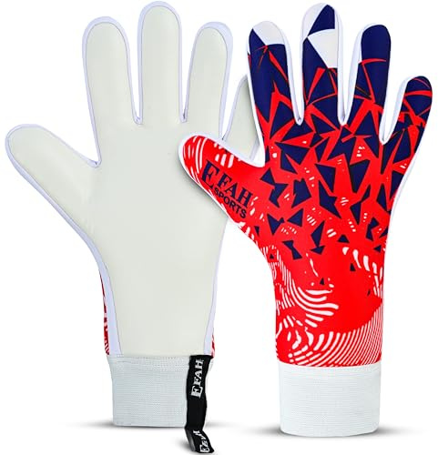 EFAH SPORTS Torwarthandschuhe für Kinder und Erwachsene mit gepolsterter Handfläche atmungsaktiven und starkem Griff Fußballhandschuhe (Red, Size 5 Suitable for 9 to 12 Years Old, Beidhändig)