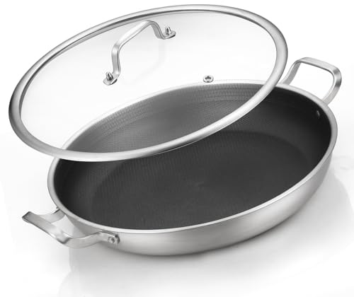 DELARLOCHEF Paella Pfanne 36 cm 12 Pers – Antihaft | 316°C Hitzebest | PFOA-frei | Induktion | Gleichwärmeverteilung | Spülmasch & Alle Herde | Ideal für Feste/Familie