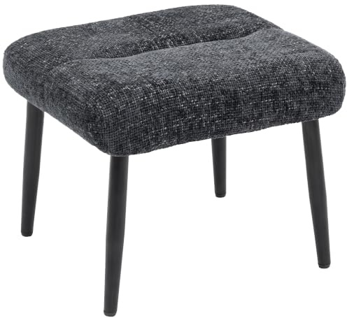 HOMCOM Sitzhocker Hocker mit Weichem Sitzkissen Stahlbeinen Dunkelgrau | Fußhocker, Chenille-Stoff, Polsterhocker, Ottoman, für Schlafzimmer, Wohnzimmer