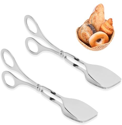 Buffetzange Salatzange mit Scherengriffen 7 Zoll Edelstahl Party Catering Speisen Servierzange Kuchenzange Greifer Brotklammer Scherenzange Küchenzange(2 Stück)