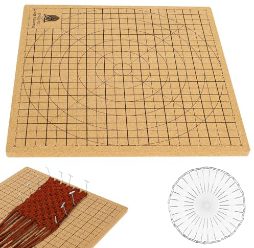 Macrame Board mit Stiften,Doppelseitiges Macrame Board Groß mit Gittern | Wiederverwendbares Tragbares Flechtbrett mit Anleitung zum Flechten von Armbändern,Projekten, Knotenschnur(30 X 30cm)