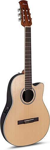 Applause Classic Nylon E-Akustik Konzertgitarre - Traditional AB24C Mid Cutaway Nylon - Roundback Lyrachord Korpus mid-depth - AP3TP Preamp - Decke Fichte - Natural Satin - AB24CS-4S