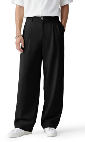 Heyfanee Anzughose Herren Baggy Chino Hose für Männer Lang Stoffhose | Business,Pleated,Modern,Freizeit