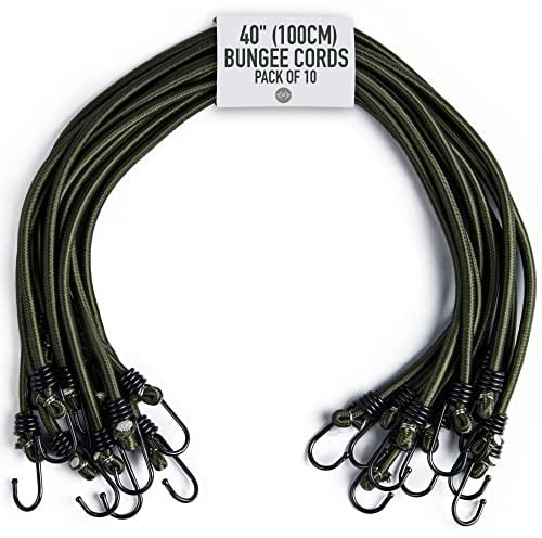 Pluvios - 40" (100CM) Robuste Spanngummis mit Haken - 10er-Pack - Größenwahl - Elastische Vielzweck Gummi Spanngurte für Gepäck, Dachträger, Camping - Wetterfester, UV-beständiger Expander