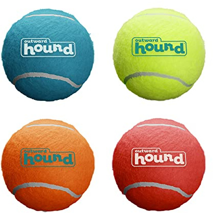 Outward Hound Squeaker Ballz - Hundespielzeug zum Apportieren - Größe M - 4er-Pack