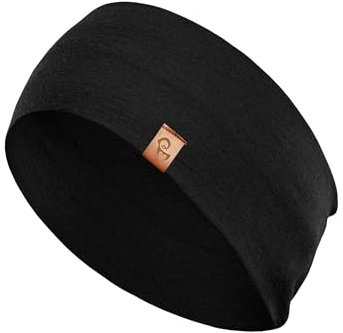 menique 100% Merino Damen Stirnband: menique rutschfeste Schweißbandbreite Ohrwärmer für das Laufen Wandern Yoga Sport-Stirnbänder für Feuchtigkeitsableitung und Haarband (universal, schwarz)