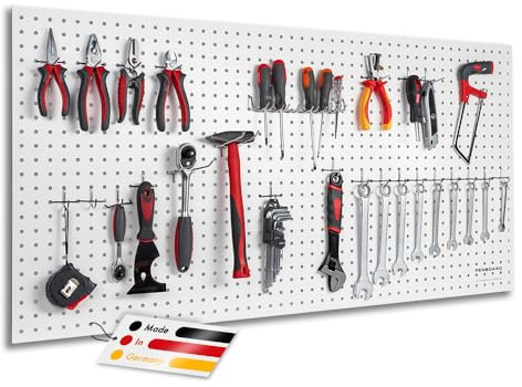 Pegboard 1 St. Werkzeugwand (MDF) 120x60x0,5cm - Ø7 mm Abst. 25,4 mm - weiß