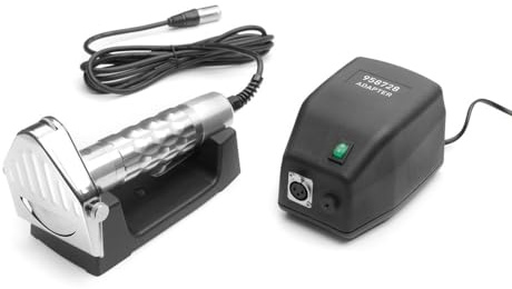 HENDI Dönermesser, Elektrisches, Kebabschneider, Inklusive Klingenschärfstein, Klingenständer und Schraubenzieherr, gezackte und Große, glatte Ø 80-mm-Klinge, 230V, 80W, 232x120x(H)115mm, Edelstahl