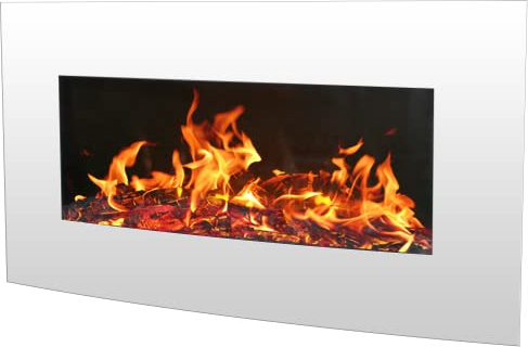 BREAKLING ElektroKamin - Elektrischer Wandkamin mit LED-Flammeneffekt, weiß, 2000 W, 90 x 55 cm – Fernbedienung – Heizleistung 2000 W