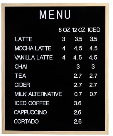 C CRYSTAL LEMON Letterboard 60×75 cm Schwarz mit 966 Zeichen, Filz-Buchstabentafel mit Holzrahmen, Menütafel für Café Restaurant, Message Board für Büro & Zuhause