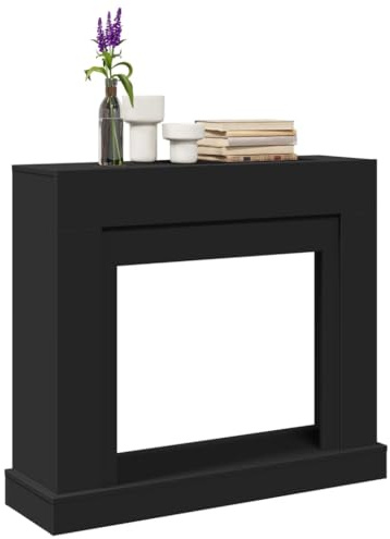 Tidyard Kaminumrandung Kaminkonsole Deko Kaminrahmen, Kaminattrappe Schrank, Umrandungen Konsole, Wohndekoration Wohnzimmer, Schwarz 100x30x87,5 cm Holzwerkstoff