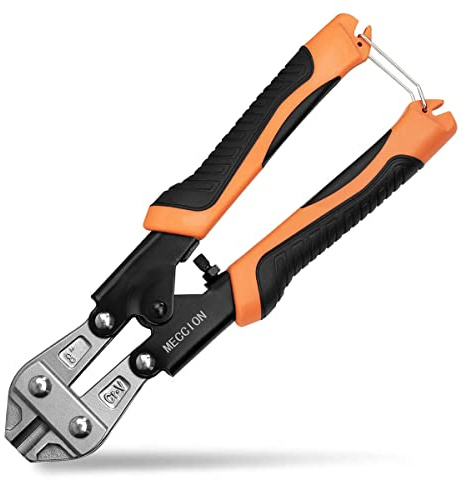 Meccion Bolzenschneider 210mm Cr-V Drahtschneider - Edelstahldraht bis Ø 2.3 mm, Kabel, Drahtgitter, Federschere mit Bequemem Weichem Gummigriff