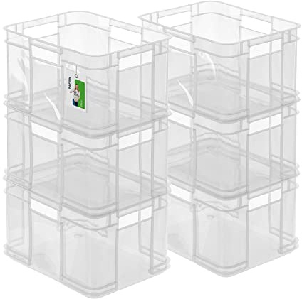 6X Euro Stapelbox 16l - 35 x 27 x 21 cm - Aufbewahrungsbehälter Euro-Box Transparent Stapelkasten Transport Eurobehälter aus PP