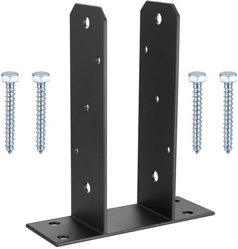 U-Pfostenträger, U Pfostenträger zum Aufschrauben, U Pfostenanker zum Aufdübeln, U-Form Pfostenhalter, Bodenplatte Vierkantholzpfosten, Zaunpfosten U Winkel zum Einbetonieren, 70x70mm